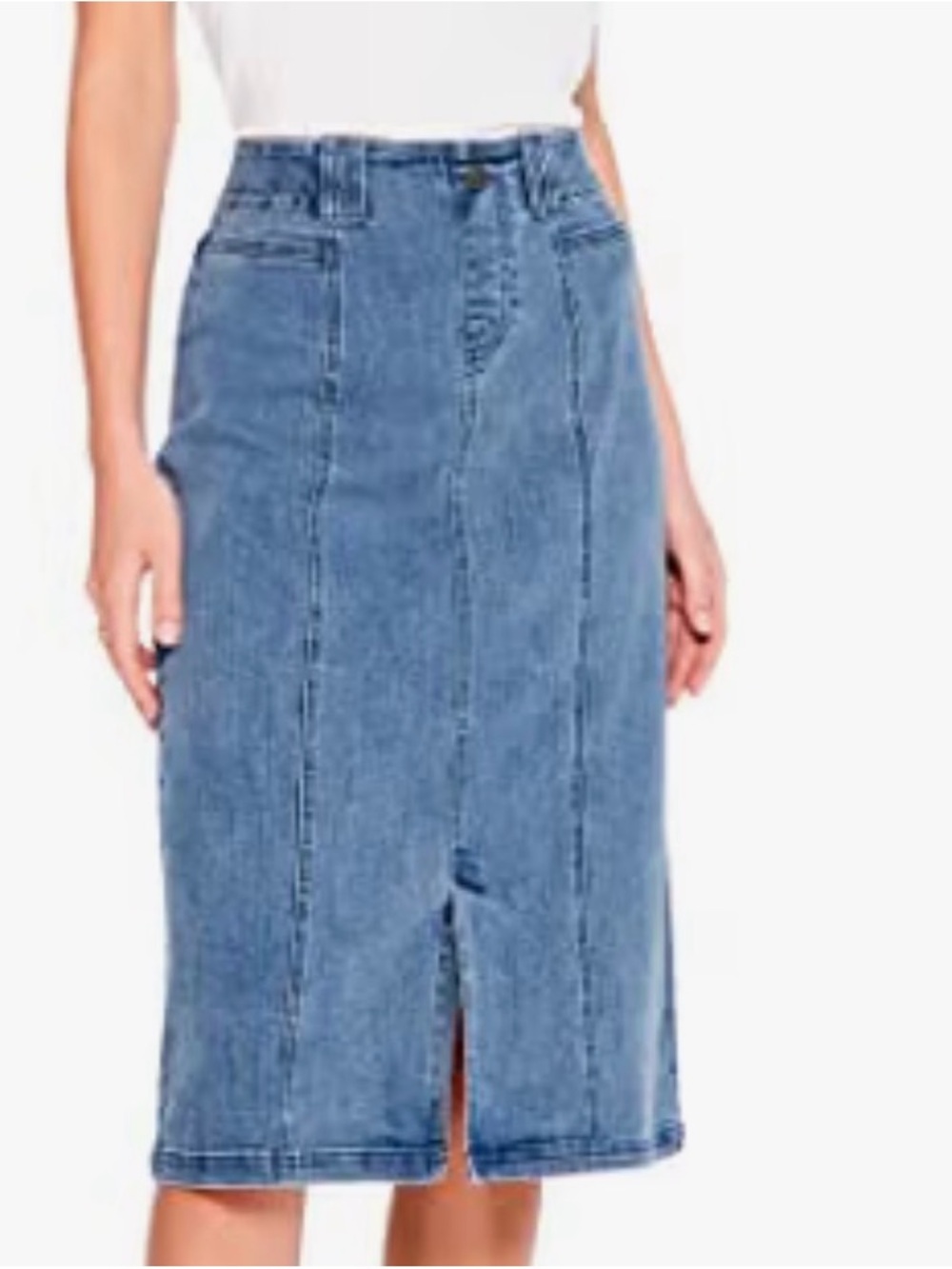 NIC+ZOE Paneled Midi Denim Skirt - Blue